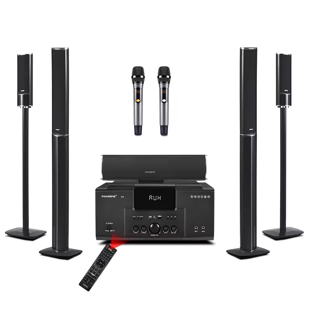 5.1 Home Theater Systems with Karaoke USB Wireless Microphone Living Room Speaker Bt Home Theatre System