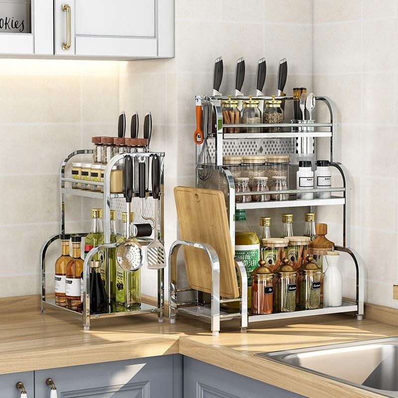 Kitchen Spice Organizer Rack Household kitchen Rack Stainless Steel bottle Holders